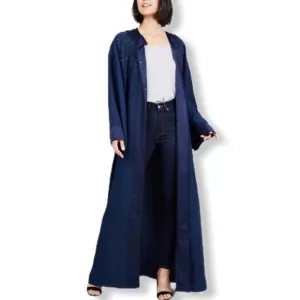 Juicy Couture Navy Logo Back Rhinestone Embellished Maxi Duster size XS/S