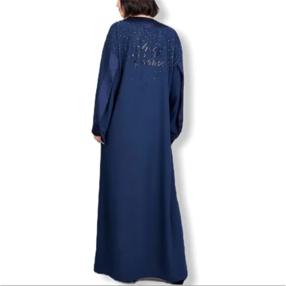 Juicy Couture Navy Logo Back Rhinestone Embellished Maxi Duster size XS/S