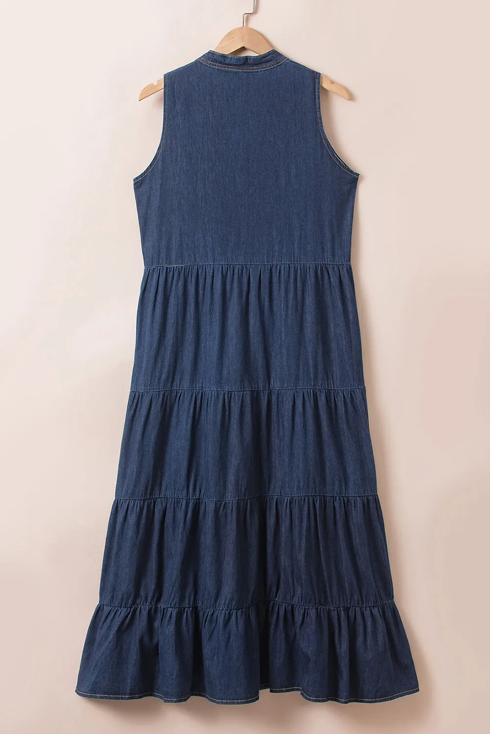 KaleaBoutique Sleeveless Tiered Chambray Maxi Dress