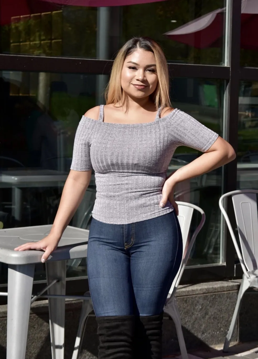 Key To My Heart Off The Shoulder Top (Grey)