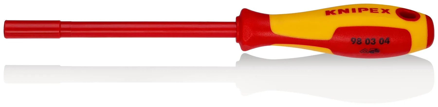 KNIPEX Nut Driver with Screwdriver Handle 4.0mm VDE Insulated Multi Component Grips 230mm 98 03 04