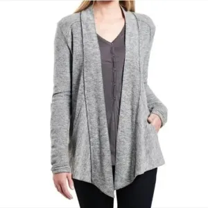 KUHL Nova Wool Blend Marbled Open Front Drape Wrap Knit Cardigan Sweater size M