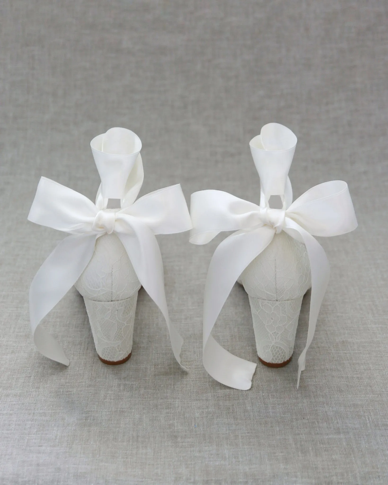 Lace Block Heel with Wrapped Satin Tie