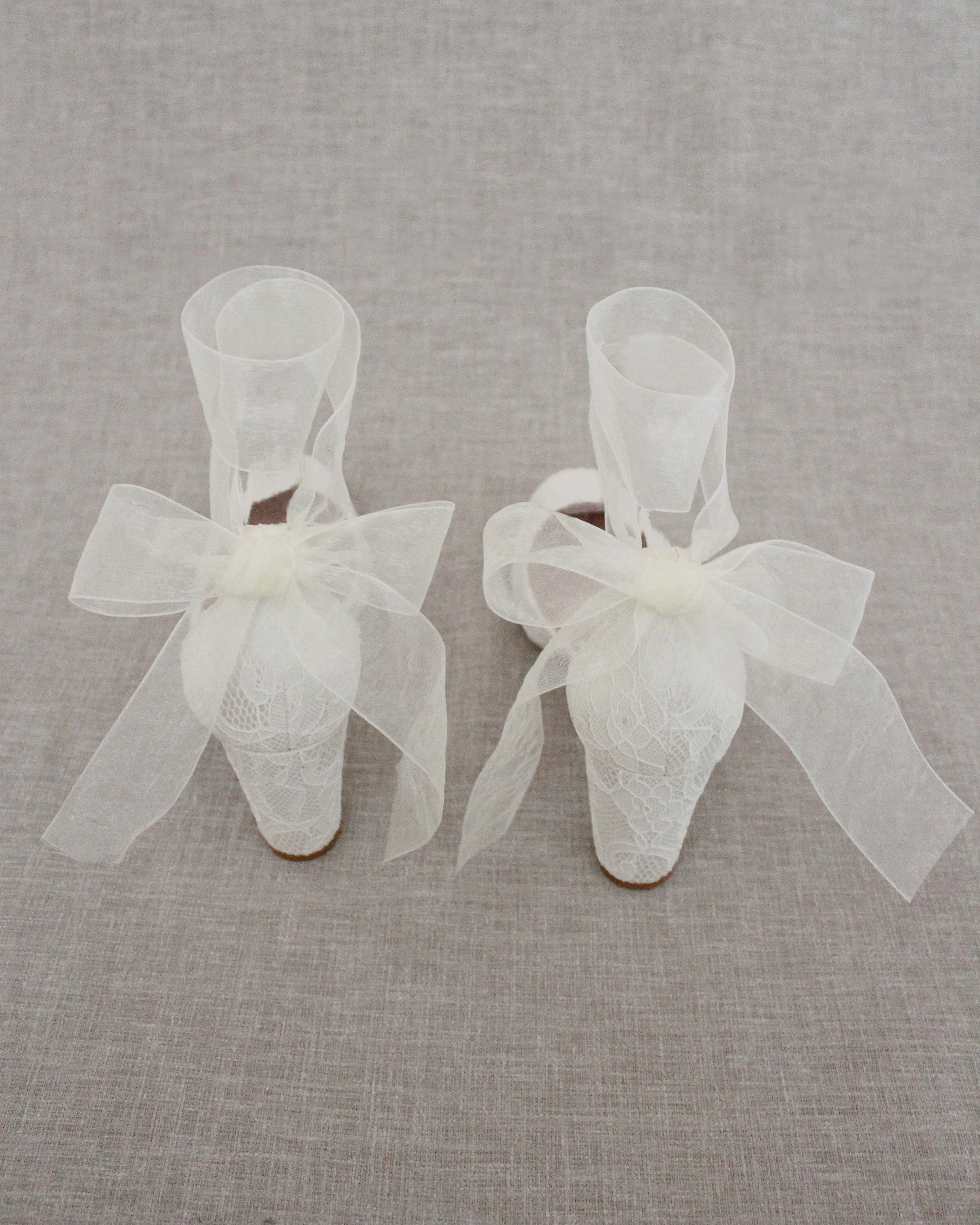 Lace Block Heel with Wrapped Satin Tie