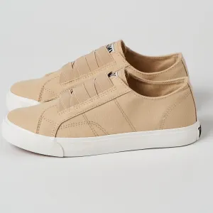 Ladies Elastic Casual Canvas Sneaker - Beige