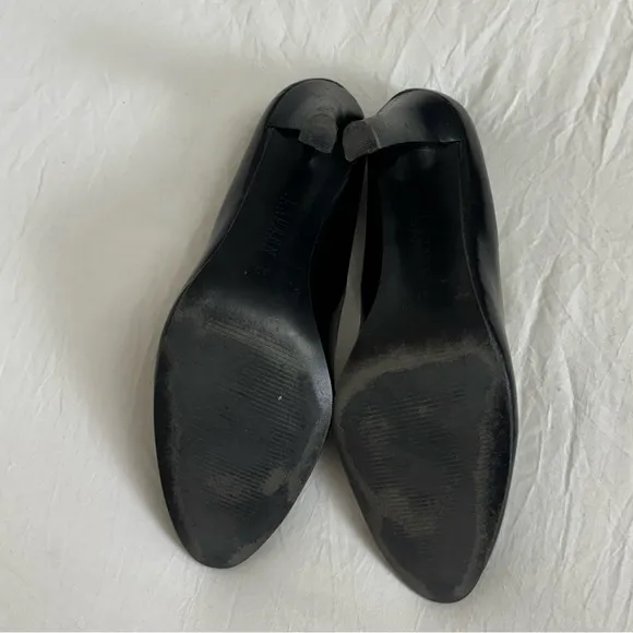 Lauren Ralph Lauren Black Leather Almond Toe Heels Size 8 Classic Designer Retro