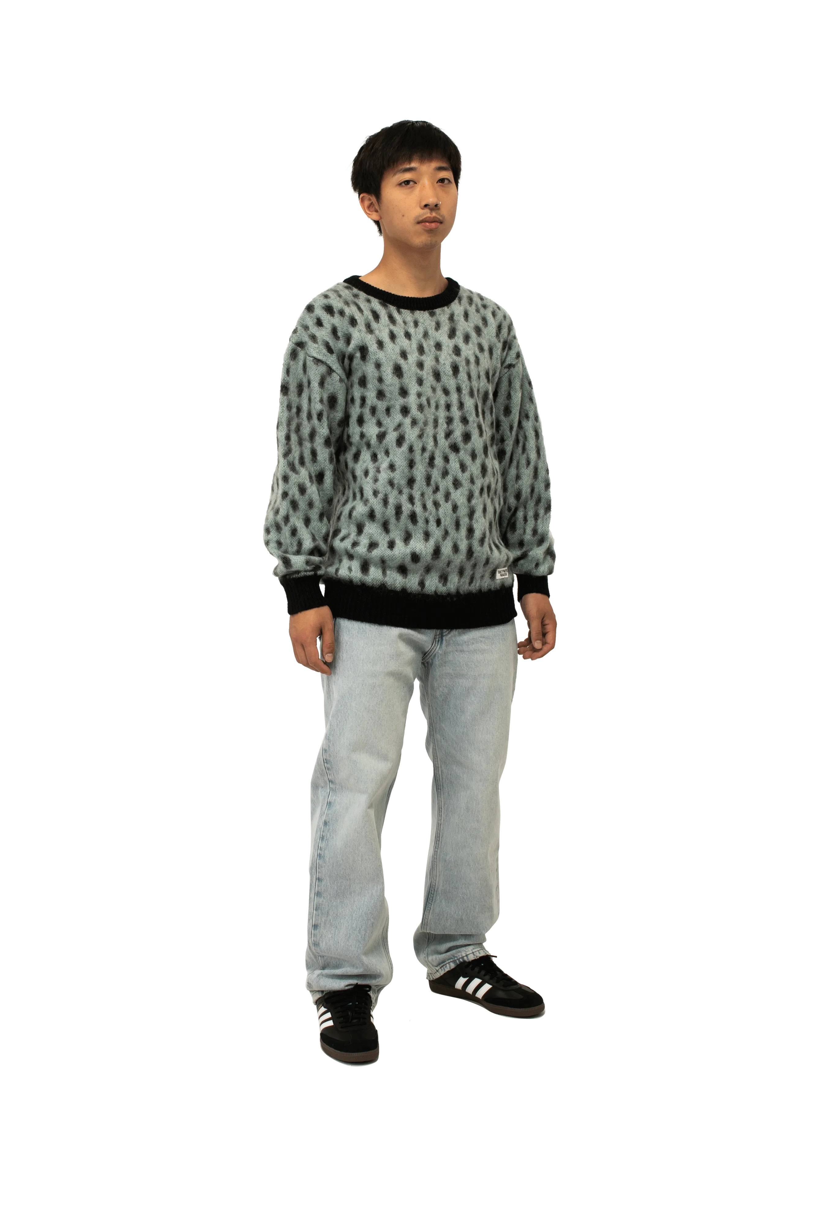 Leopard Mohair Crewneck Sweater