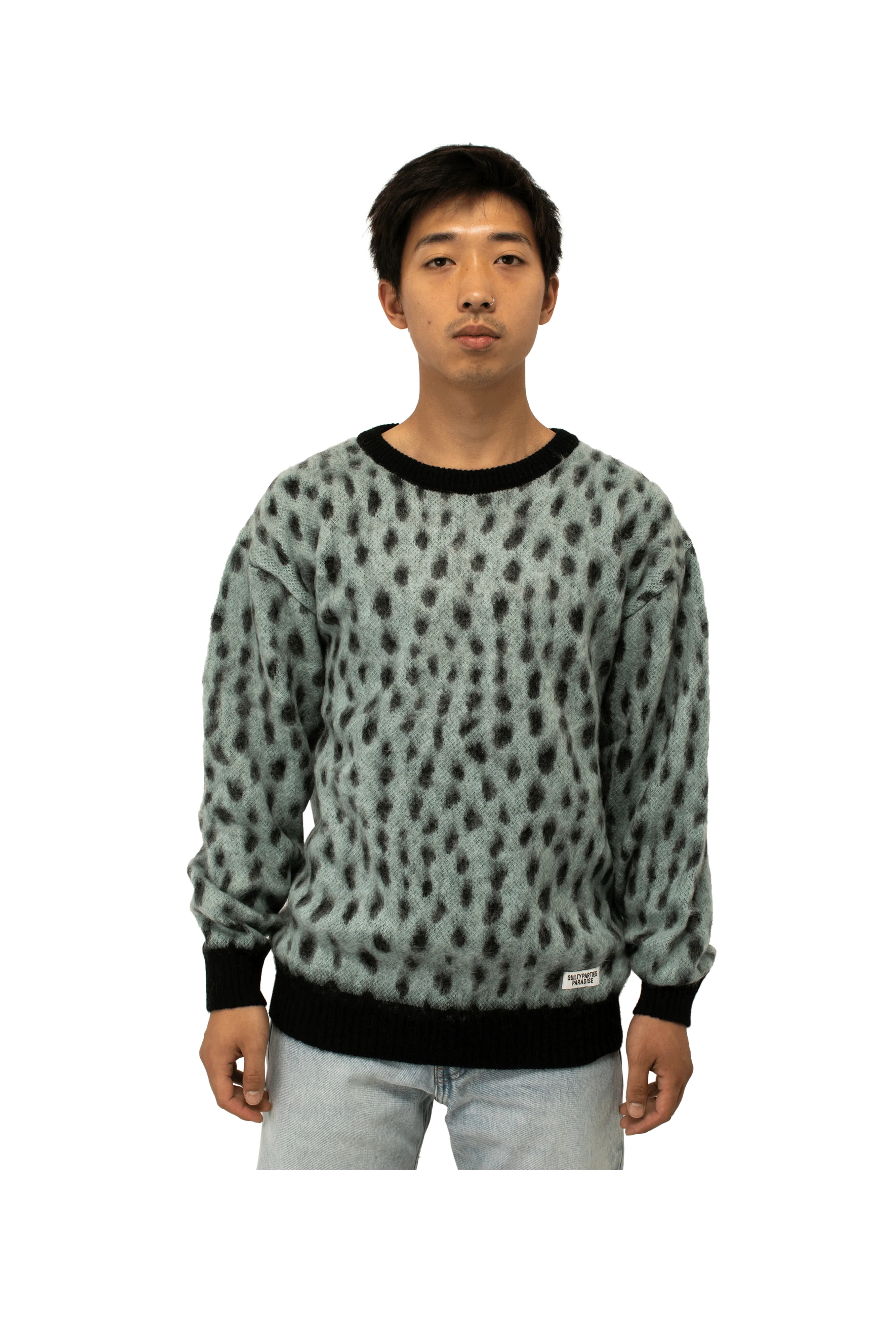 Leopard Mohair Crewneck Sweater
