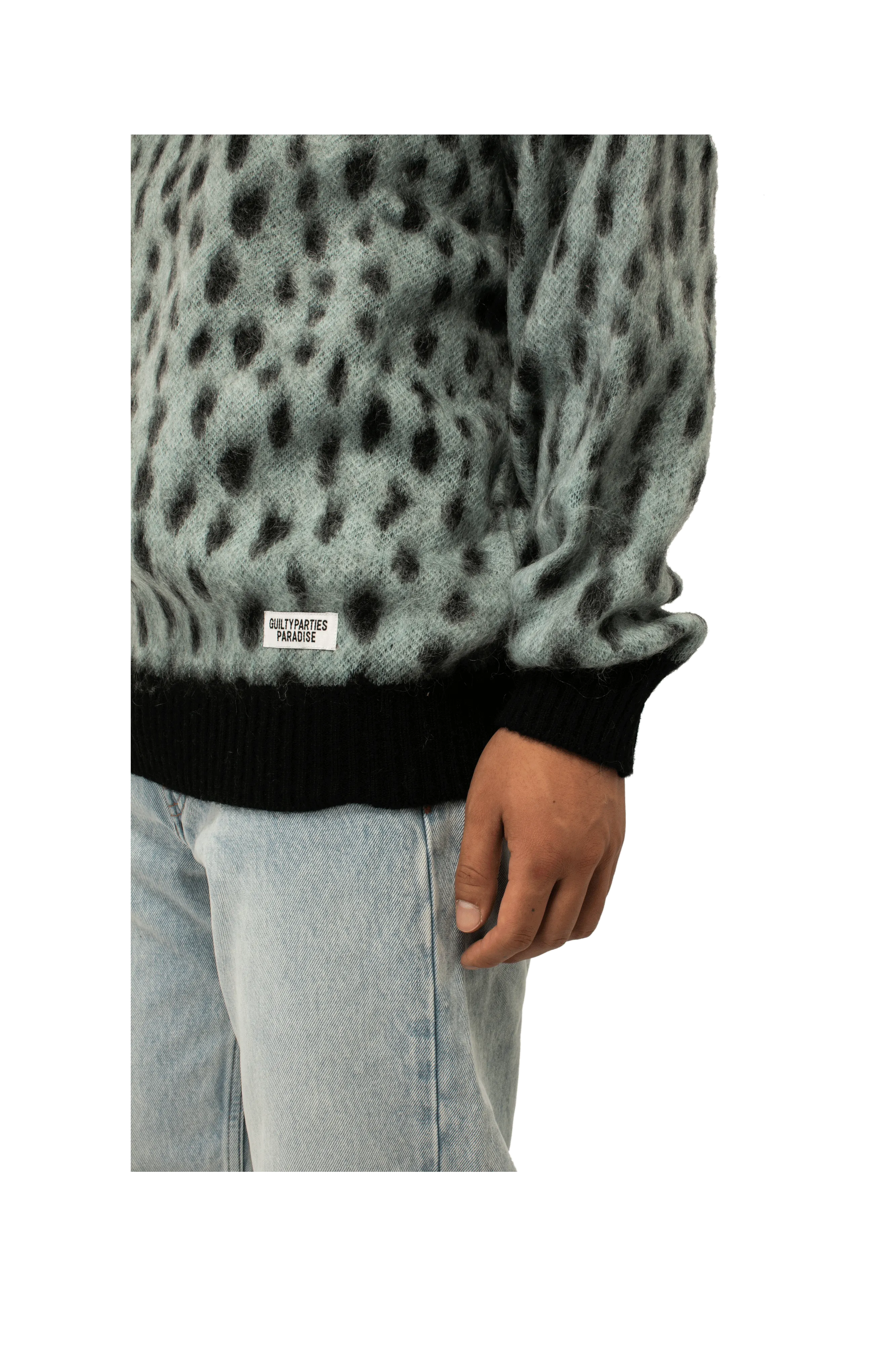 Leopard Mohair Crewneck Sweater
