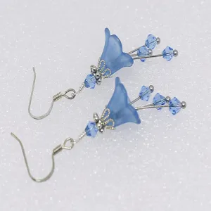 Light Blue and Silver Bell Flower Earrings
