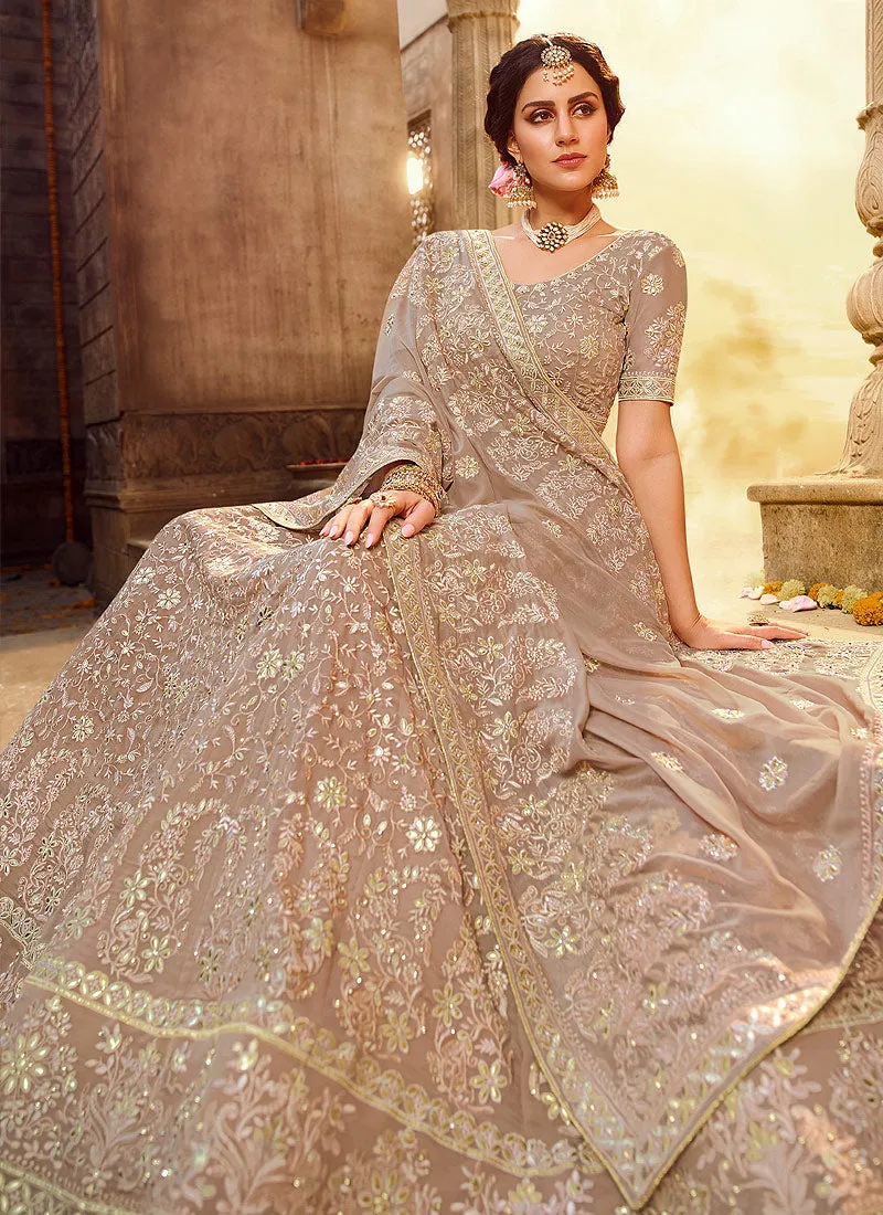 Light Brown Wedding Lehenga Choli
