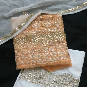 Light Orange Fancy  Chikankari Gota Patti Salwar Suit Set Material
