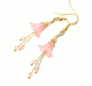 Light Pink and Gold Bell Flower Earrings