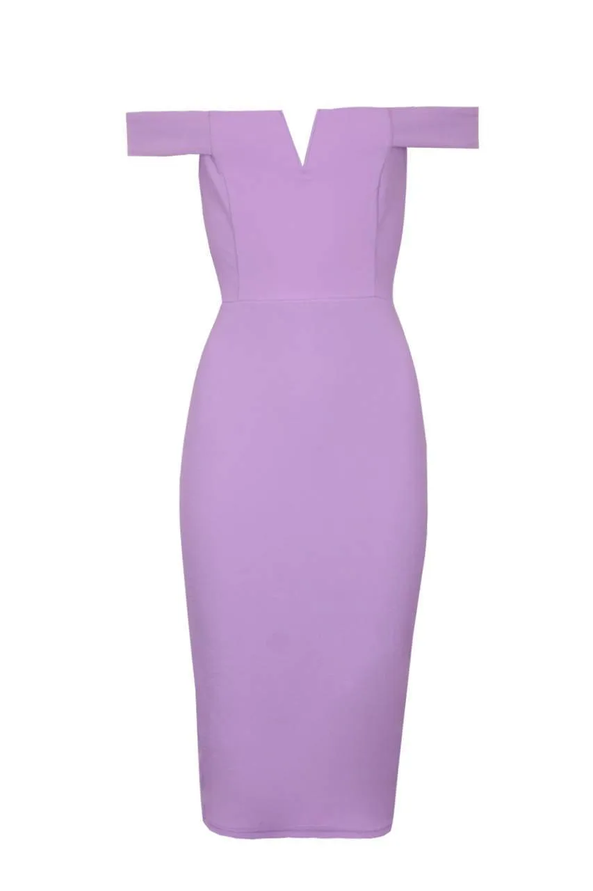 Lilac Bardot Bodycon Dress