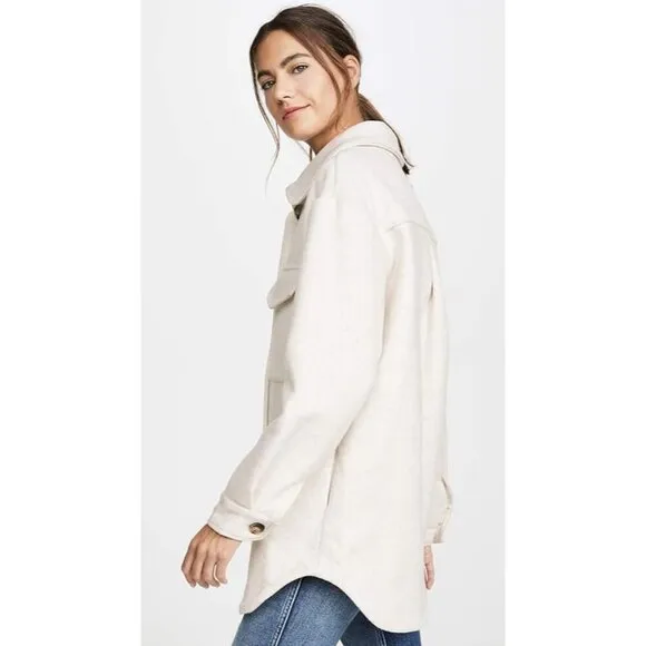 Line and Dot Drew Wool Jacket Shacket Women's S Neutral Warm Cozy Closet Staple