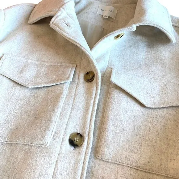 Line and Dot Drew Wool Jacket Shacket Women's S Neutral Warm Cozy Closet Staple