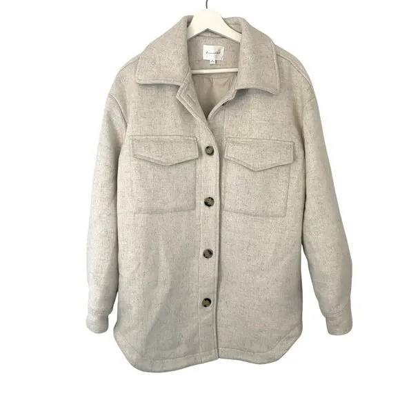 Line and Dot Drew Wool Jacket Shacket Women's S Neutral Warm Cozy Closet Staple