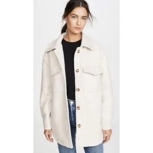 Line and Dot Drew Wool Jacket Shacket Women's S Neutral Warm Cozy Closet Staple