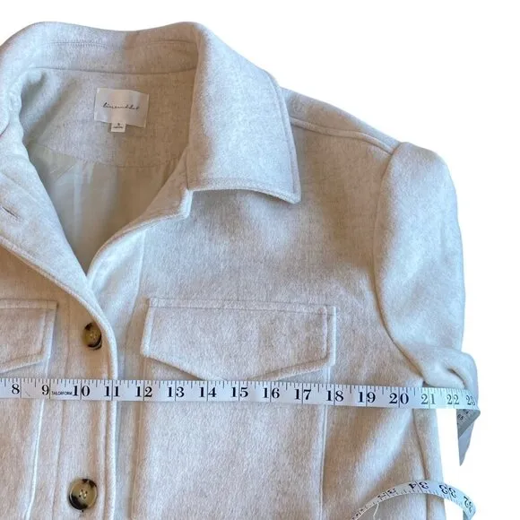 Line and Dot Drew Wool Jacket Shacket Women's S Neutral Warm Cozy Closet Staple