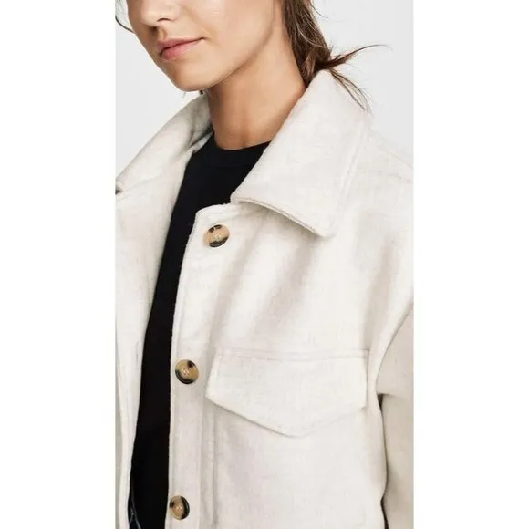 Line and Dot Drew Wool Jacket Shacket Women's S Neutral Warm Cozy Closet Staple