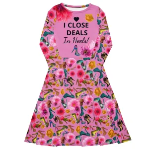Long sleeve midi dress 'I close deals in heels'