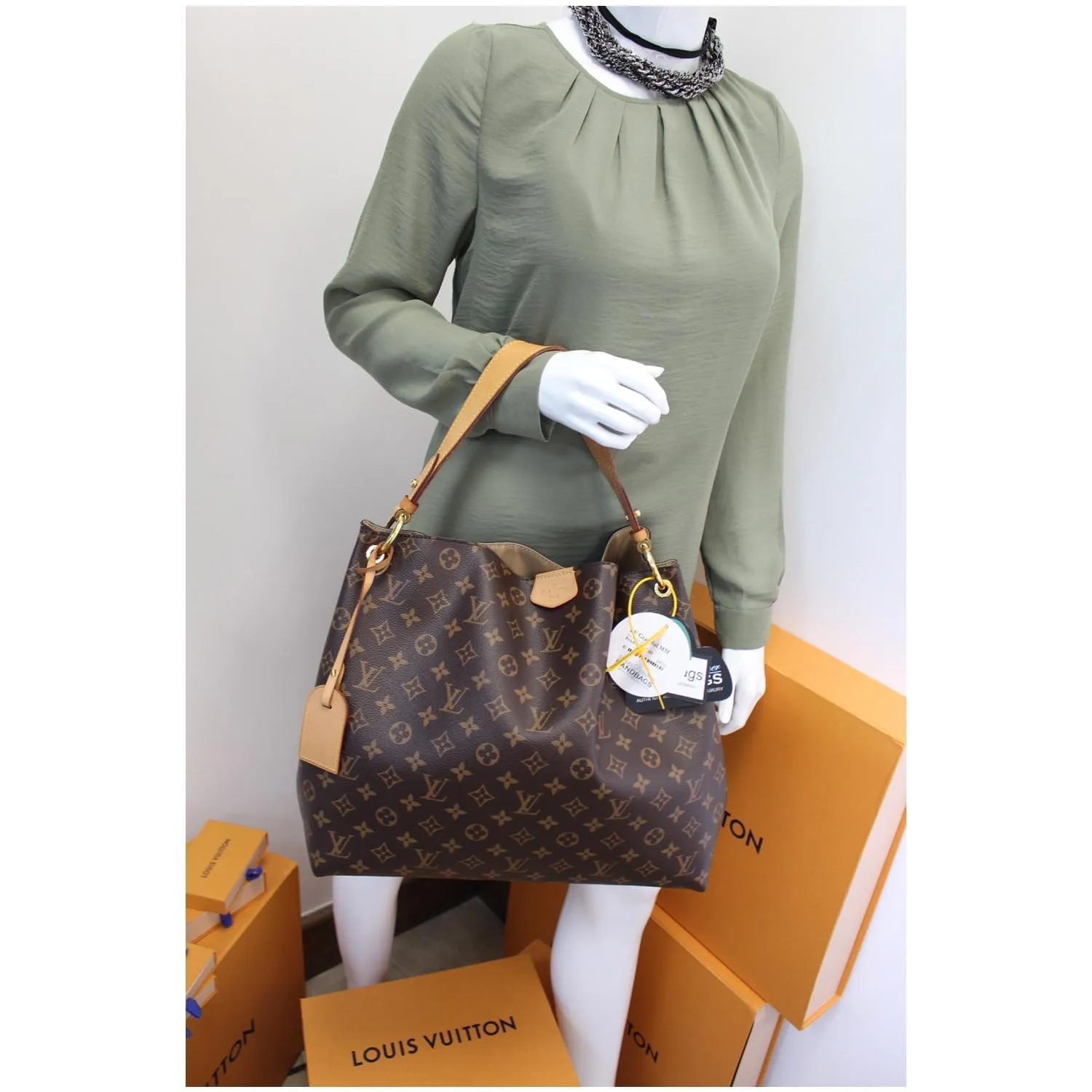 LOUIS VUITTON Graceful MM Monogram Canvas Shoulder Bag Brown