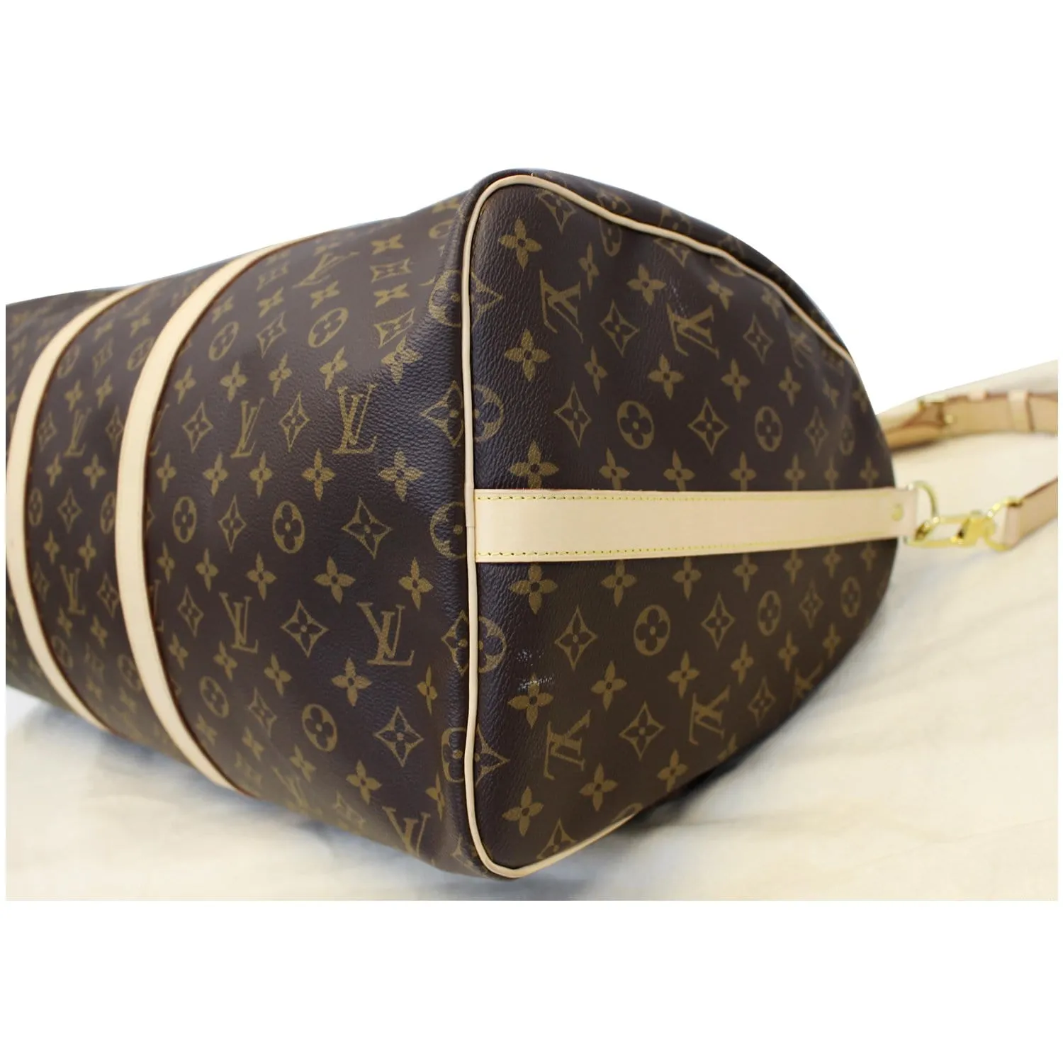 LOUIS VUITTON Keepall 55 Bandouliere Monogram Canvas Travel Bag Brown
