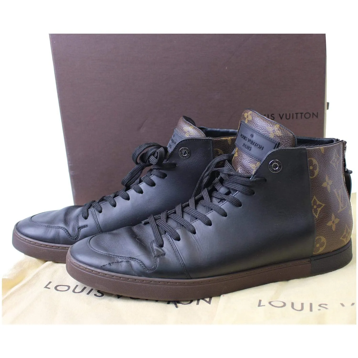 LOUIS VUITTON Line Up Monogram High Top Sneakers Black - 25% OFF