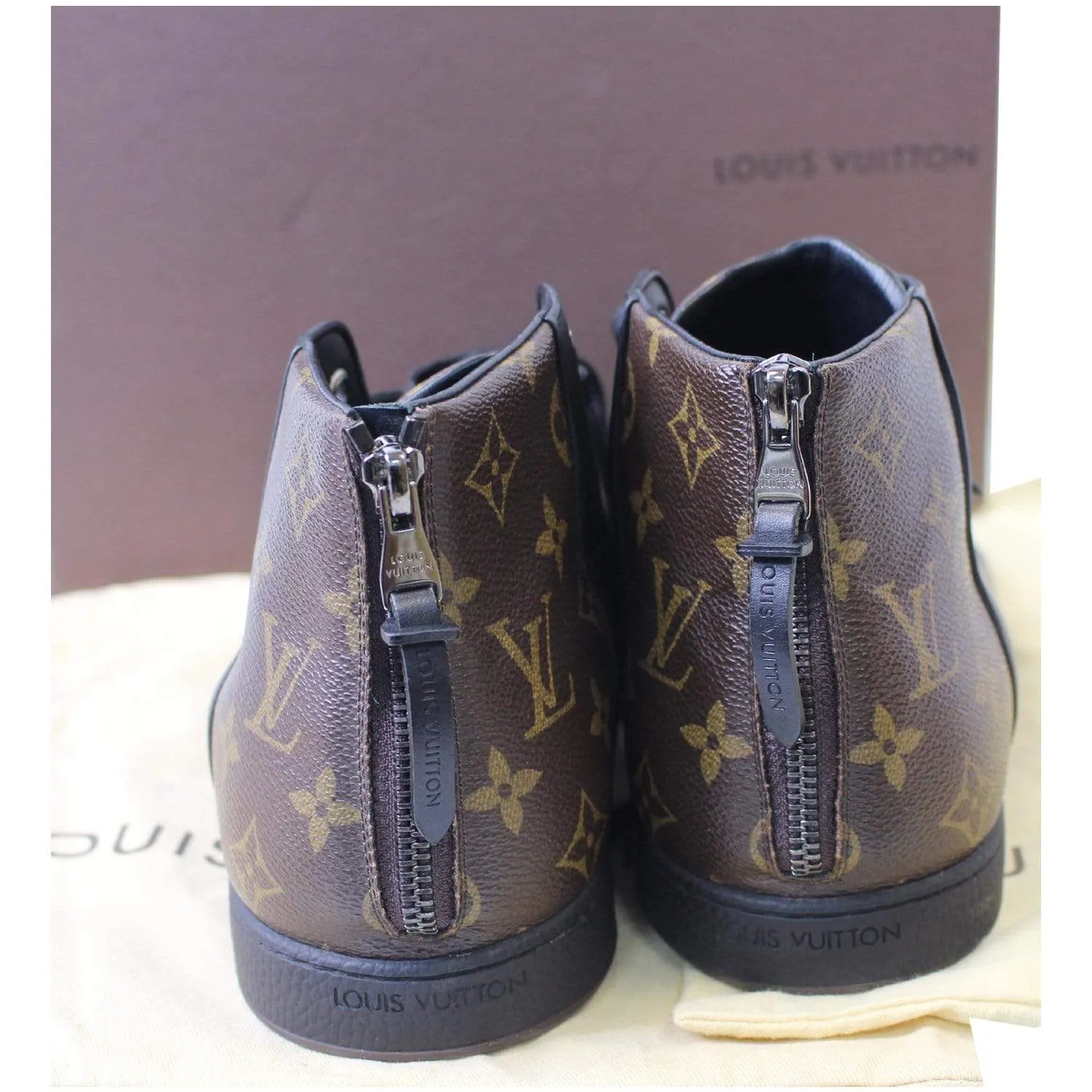 LOUIS VUITTON Line Up Monogram High Top Sneakers Black - 25% OFF