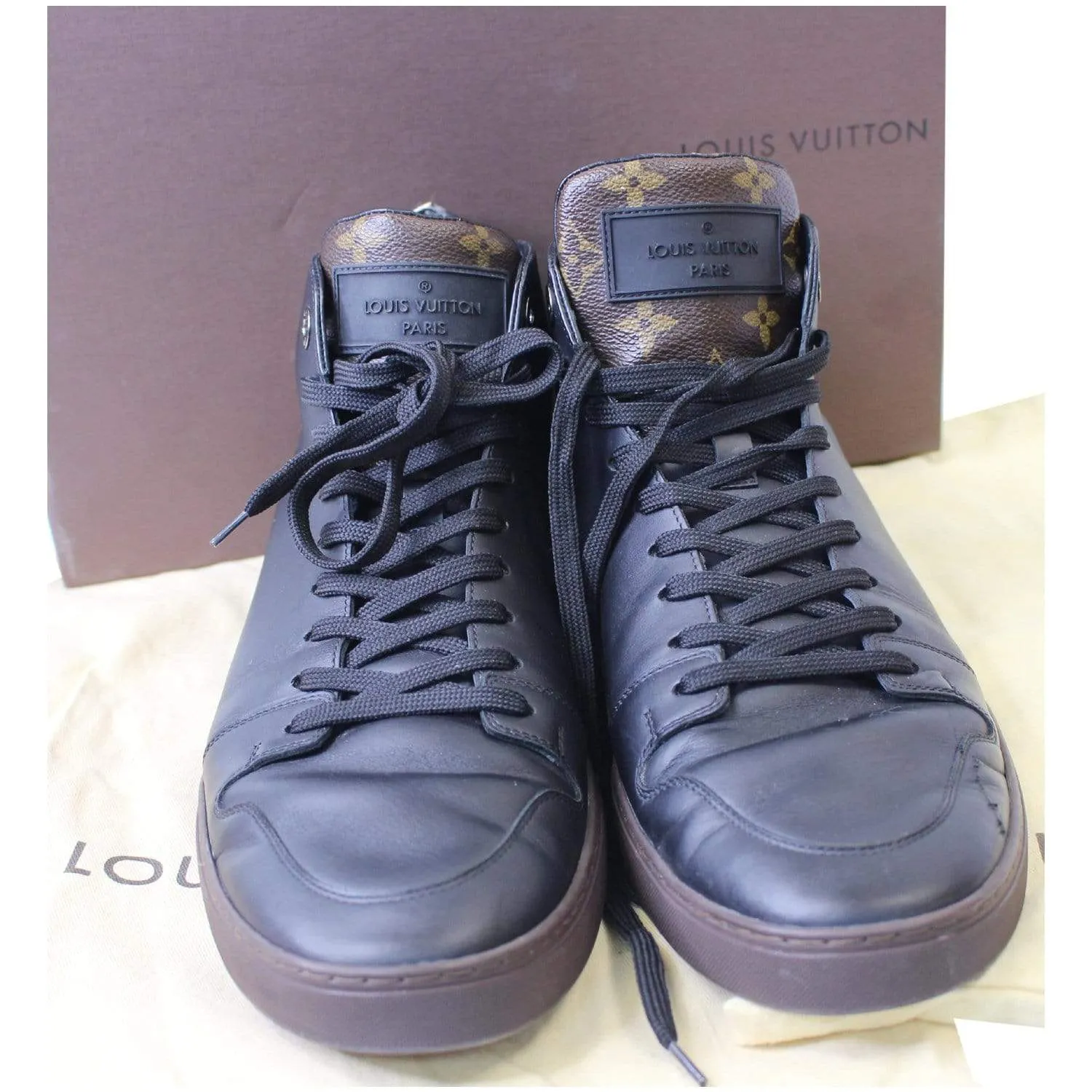 LOUIS VUITTON Line Up Monogram High Top Sneakers Black - 25% OFF