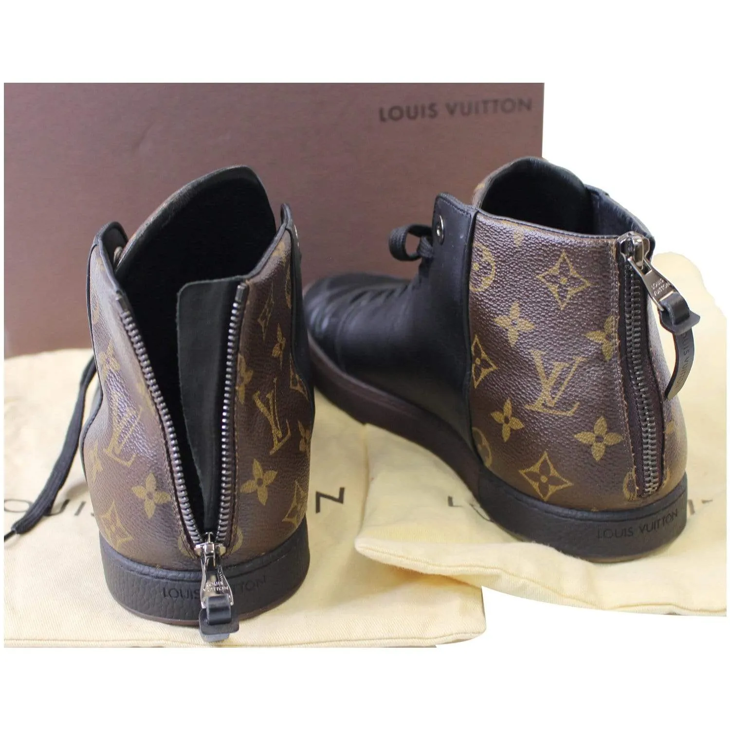 LOUIS VUITTON Line Up Monogram High Top Sneakers Black - 25% OFF