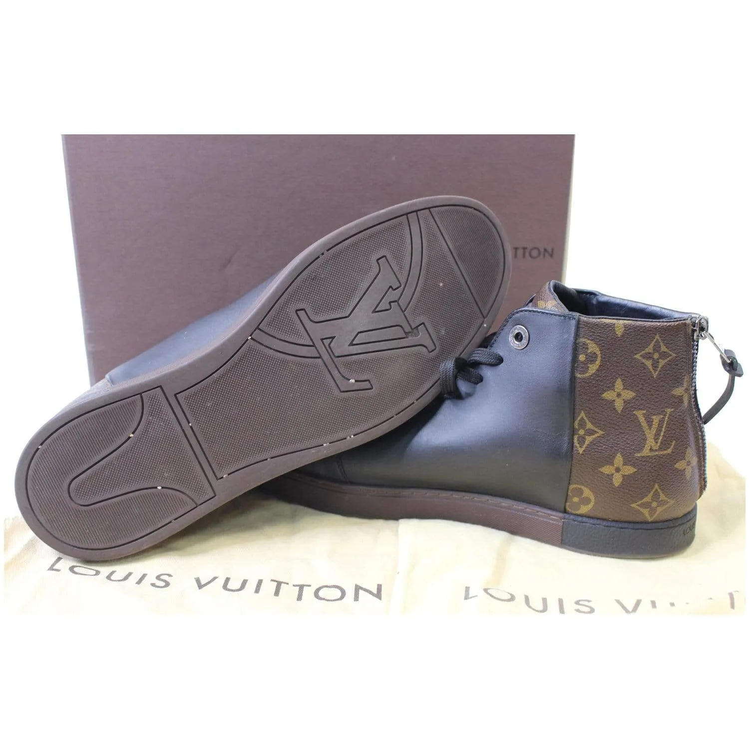 LOUIS VUITTON Line Up Monogram High Top Sneakers Black - 25% OFF