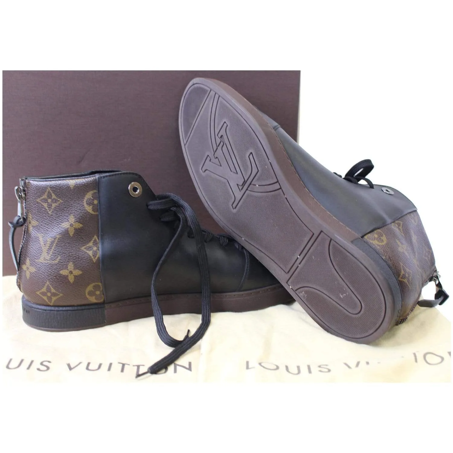 LOUIS VUITTON Line Up Monogram High Top Sneakers Black - 25% OFF