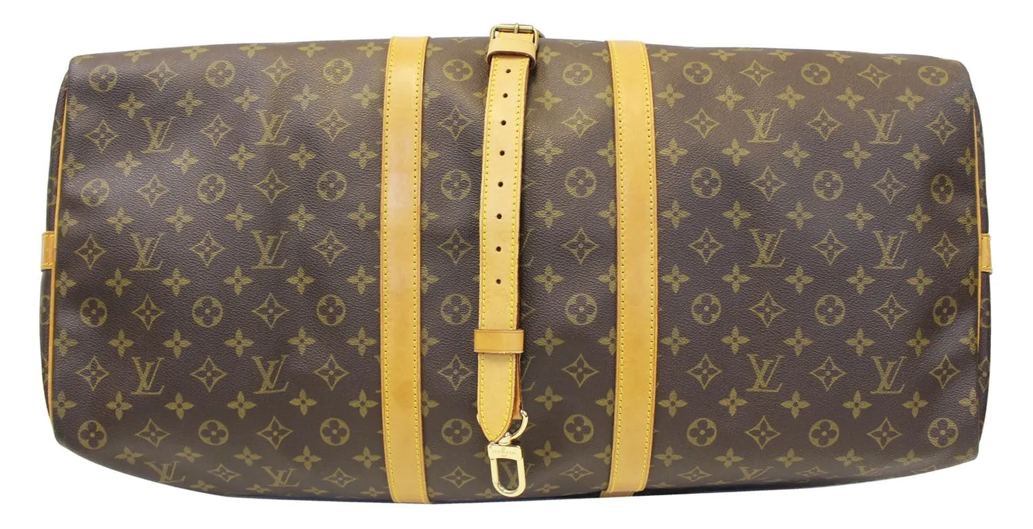 LOUIS VUITTON Monogram Canvas Brown Keepall 60 Bandouliere Travel Bag
