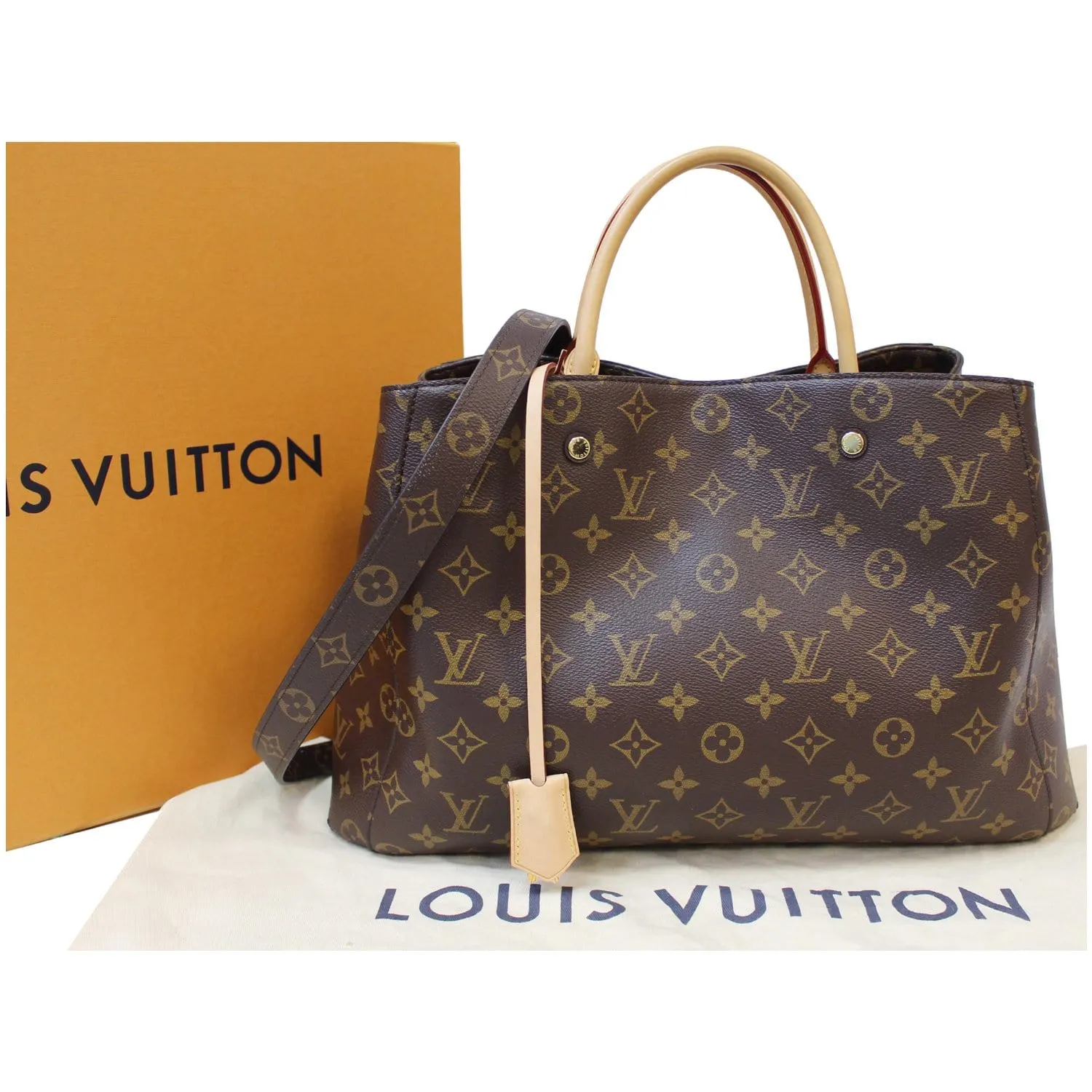 LOUIS VUITTON Montaigne GM Monogram Canvas Shoulder Bag Brown
