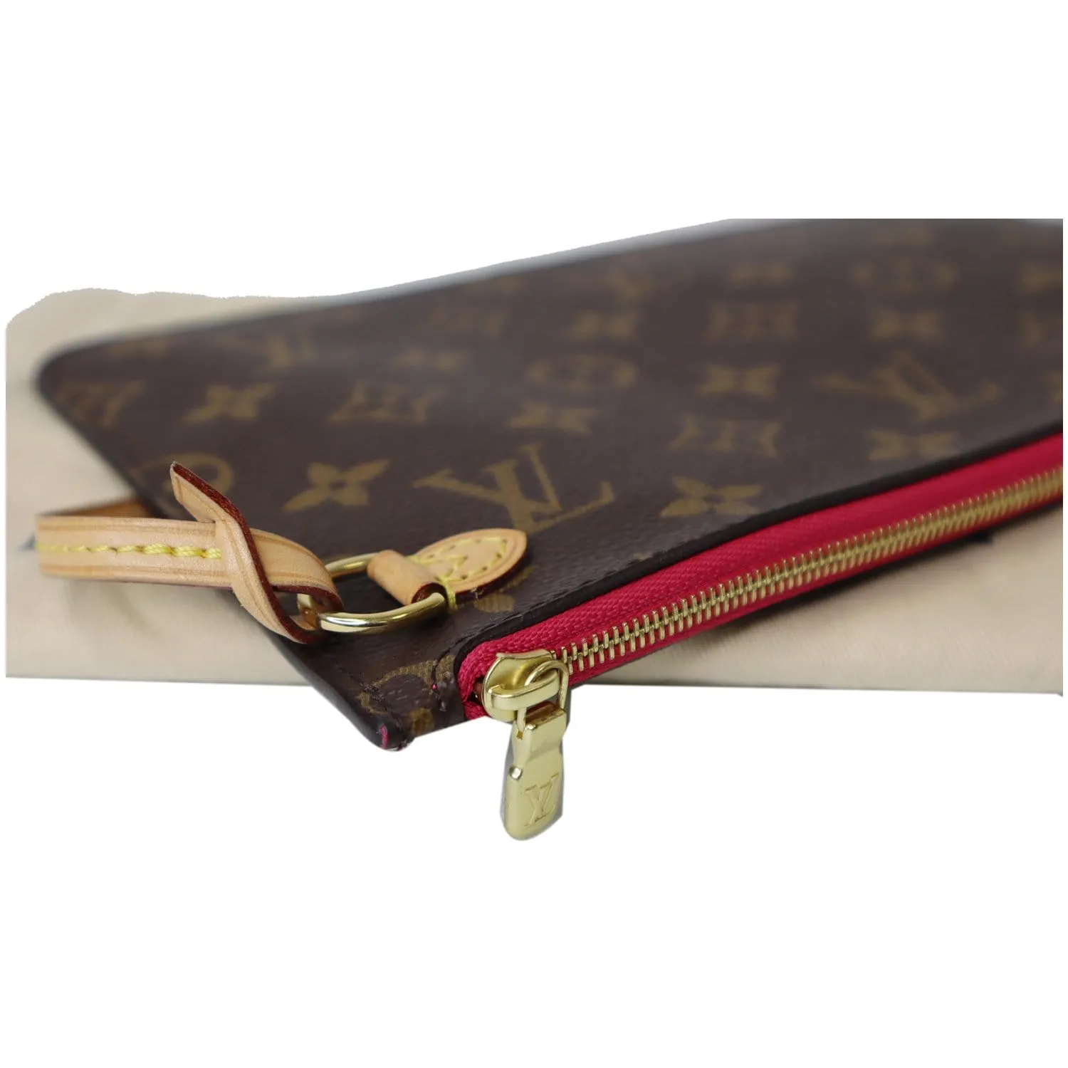 LOUIS VUITTON Pochette Wristlet Pouch Monogram Canvas Neverfull MM Brown
