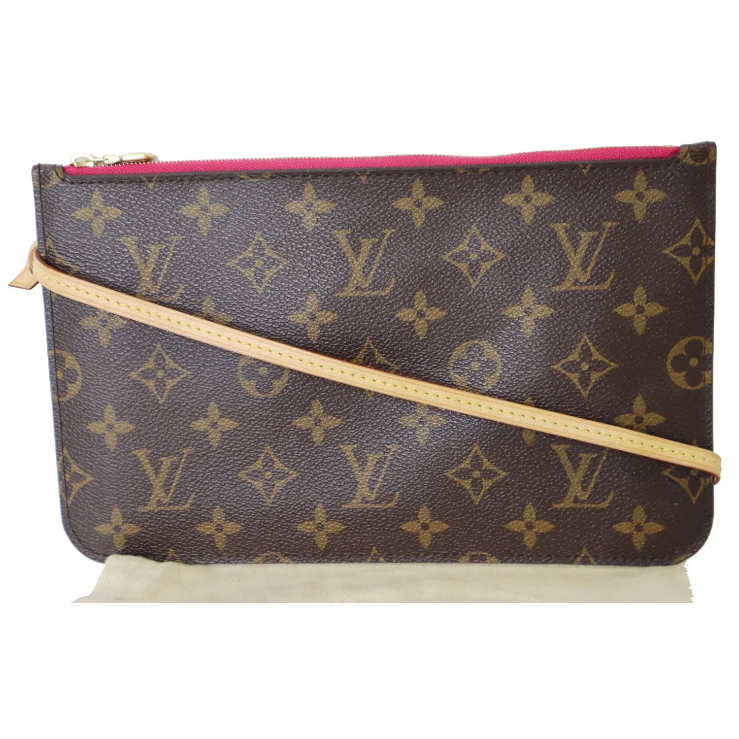LOUIS VUITTON Pochette Wristlet Pouch Monogram Canvas Neverfull MM Brown