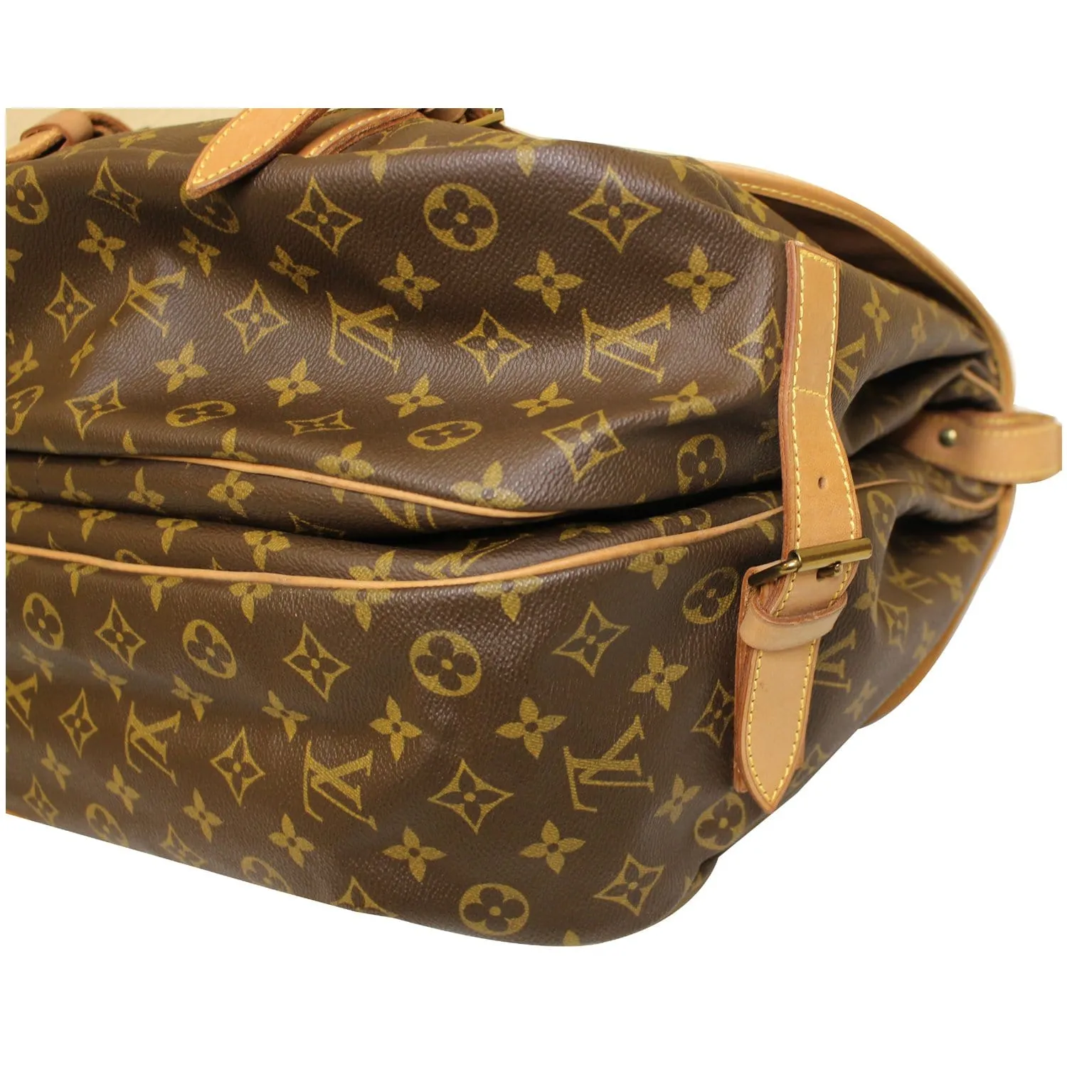 LOUIS VUITTON Saumur 43 Monogram Canvas Shoulder Bag Brown