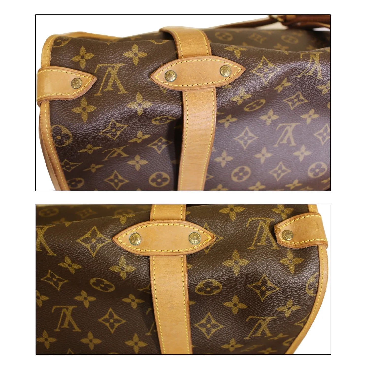 LOUIS VUITTON Saumur 43 Monogram Canvas Shoulder Bag Brown