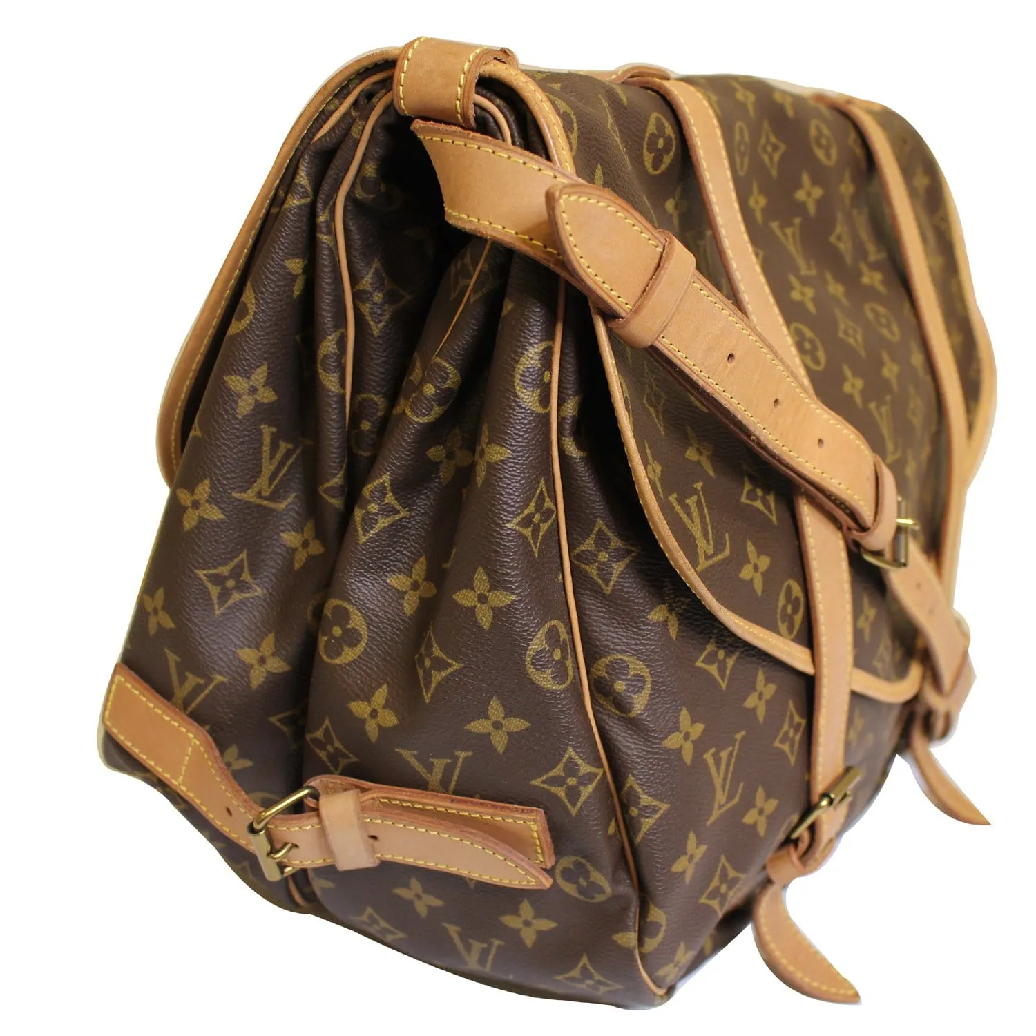 LOUIS VUITTON Saumur 43 Monogram Canvas Shoulder Bag Brown