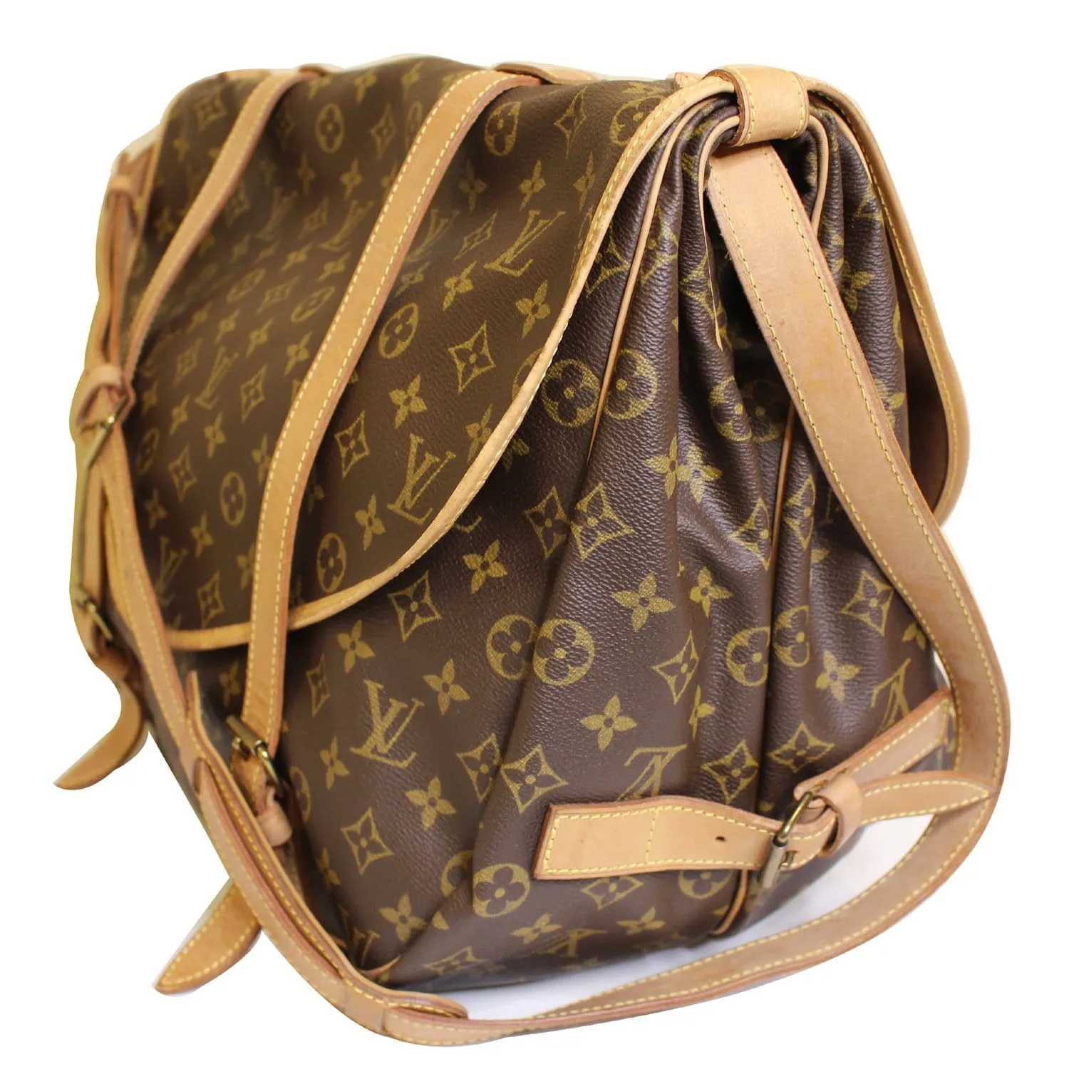 LOUIS VUITTON Saumur 43 Monogram Canvas Shoulder Bag Brown