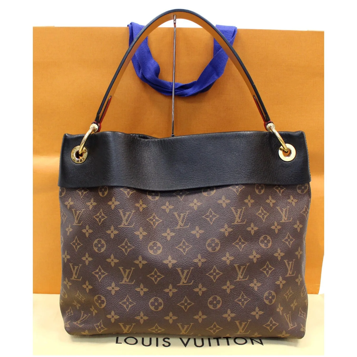LOUIS VUITTON Tuileries Monogram Canvas Hobo Bag Black