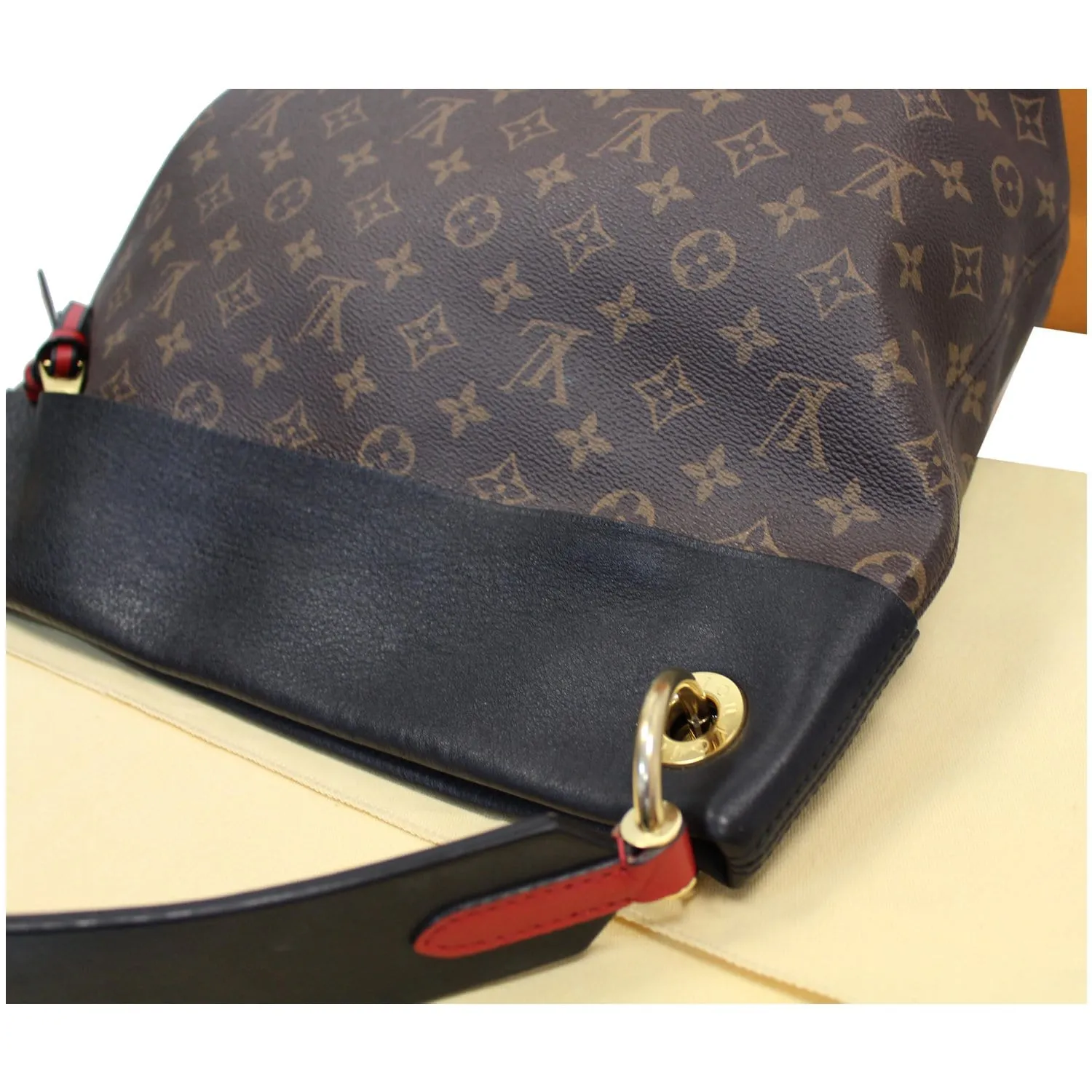 LOUIS VUITTON Tuileries Monogram Canvas Hobo Bag Black