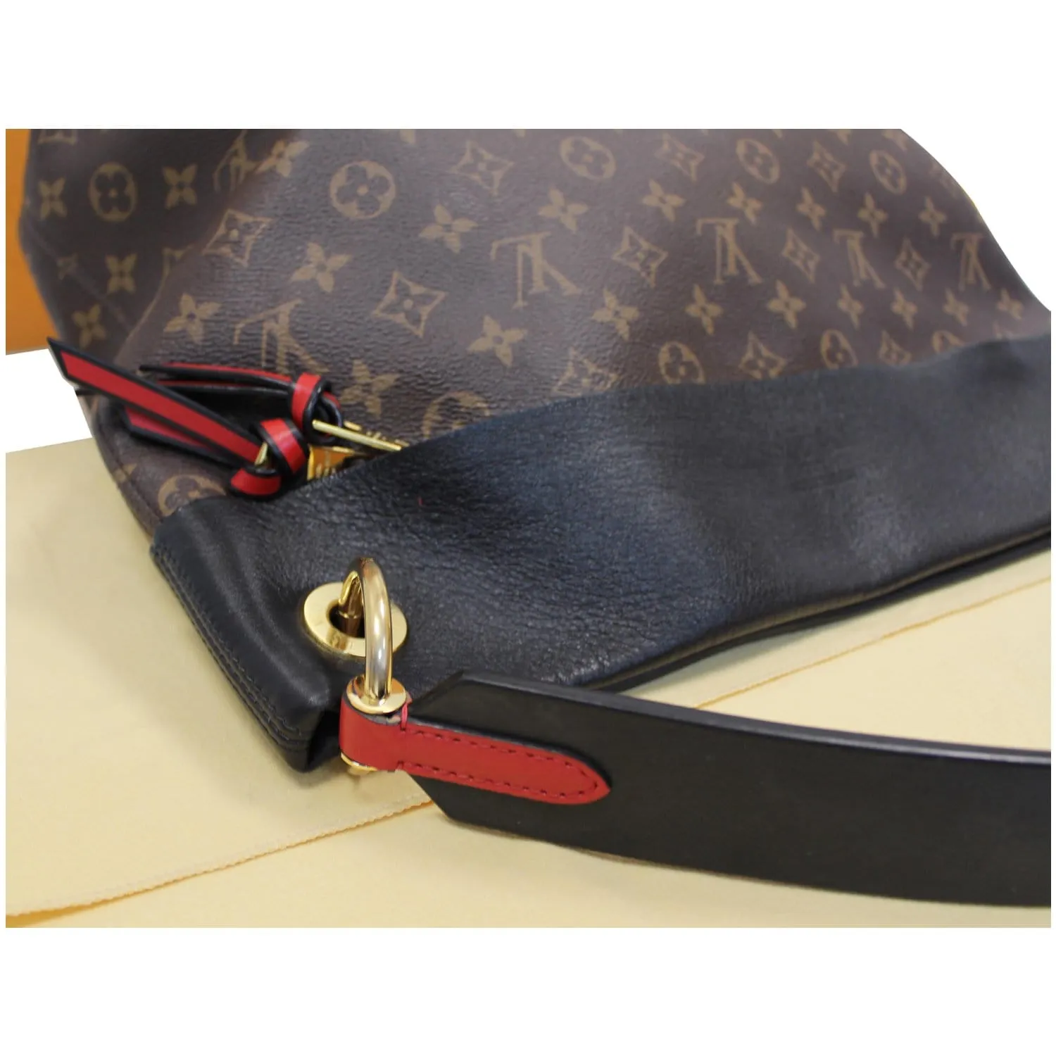 LOUIS VUITTON Tuileries Monogram Canvas Hobo Bag Black