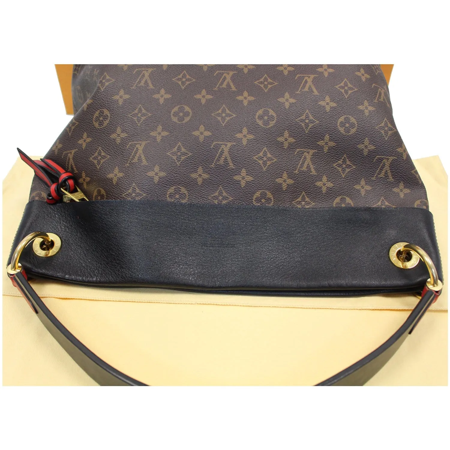 LOUIS VUITTON Tuileries Monogram Canvas Hobo Bag Black