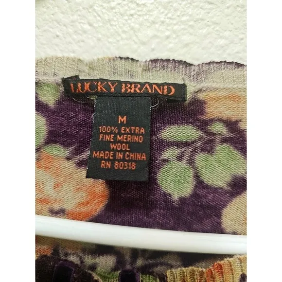 Lucky Brand 100% Extra Fine Mario. Lightweight wool cardigan sweater. SZ.M