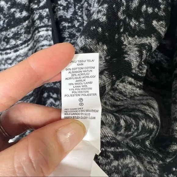 Lucky Brand Black White Gray Poncho Sweater NWT!