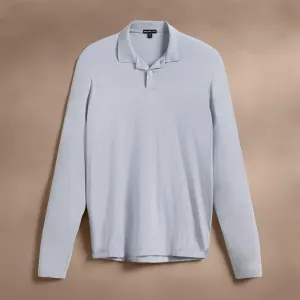 Luxe Lotus Jersey Long Sleeve Polo - Grey Glacier