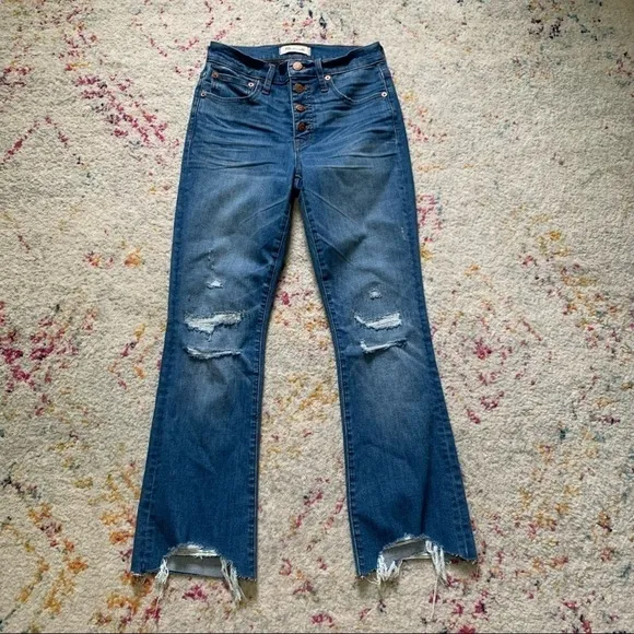 Madewell Cali Demi-Boot Jeans in Bronson Wash: Button-Front Edition sz 24