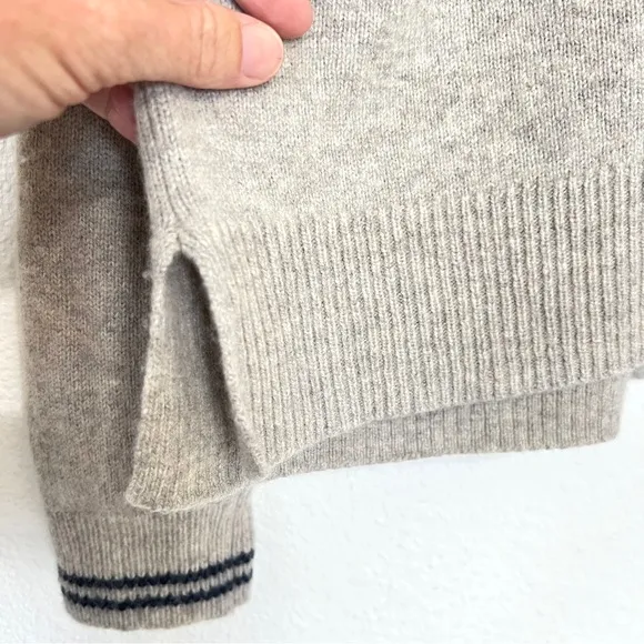 Madewell Tipped Davie Polo Sweater Heather Wheat Cozy Soft Merino Wool Sz. Small